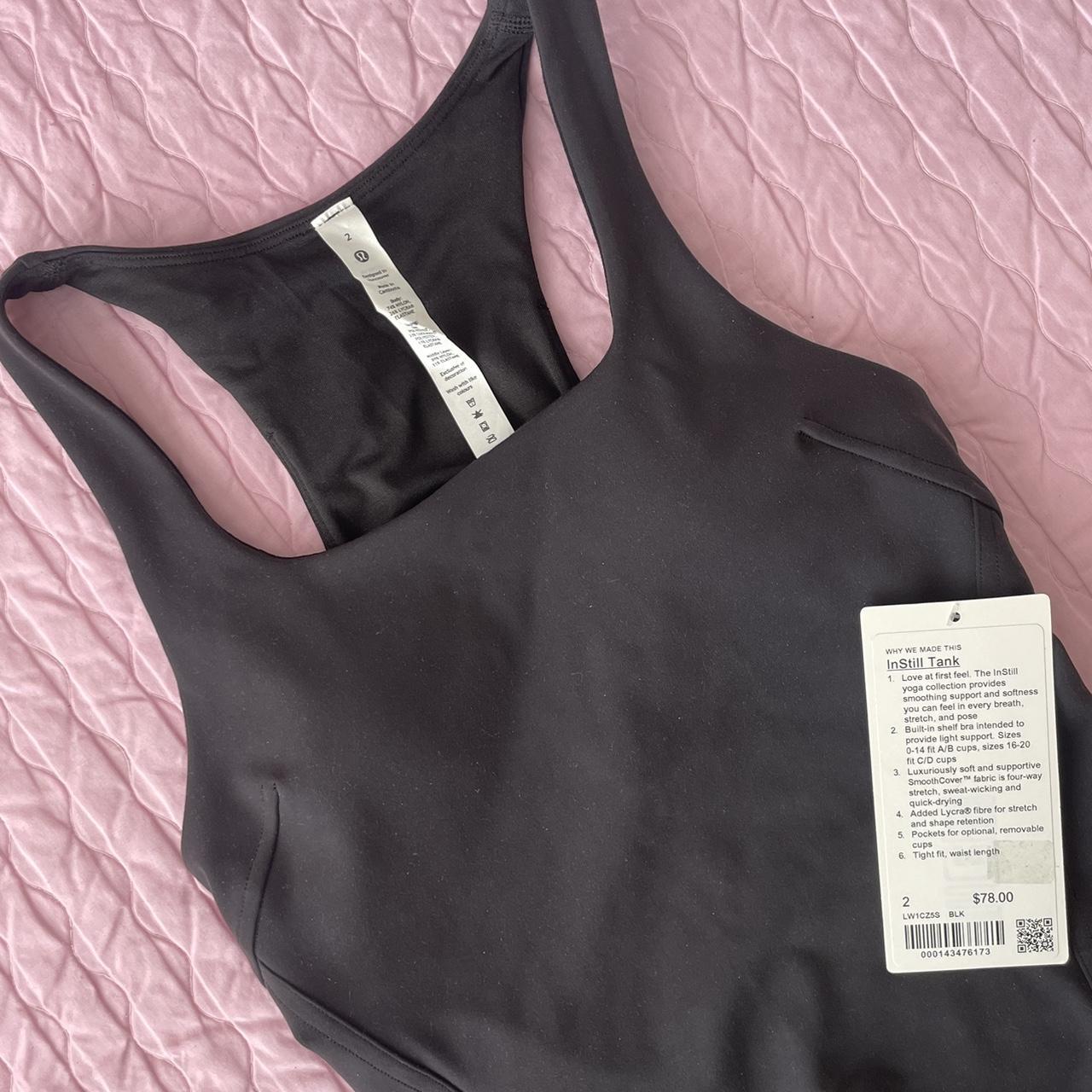 NWT lululemon black instill tank size: 2 cute basic - Depop