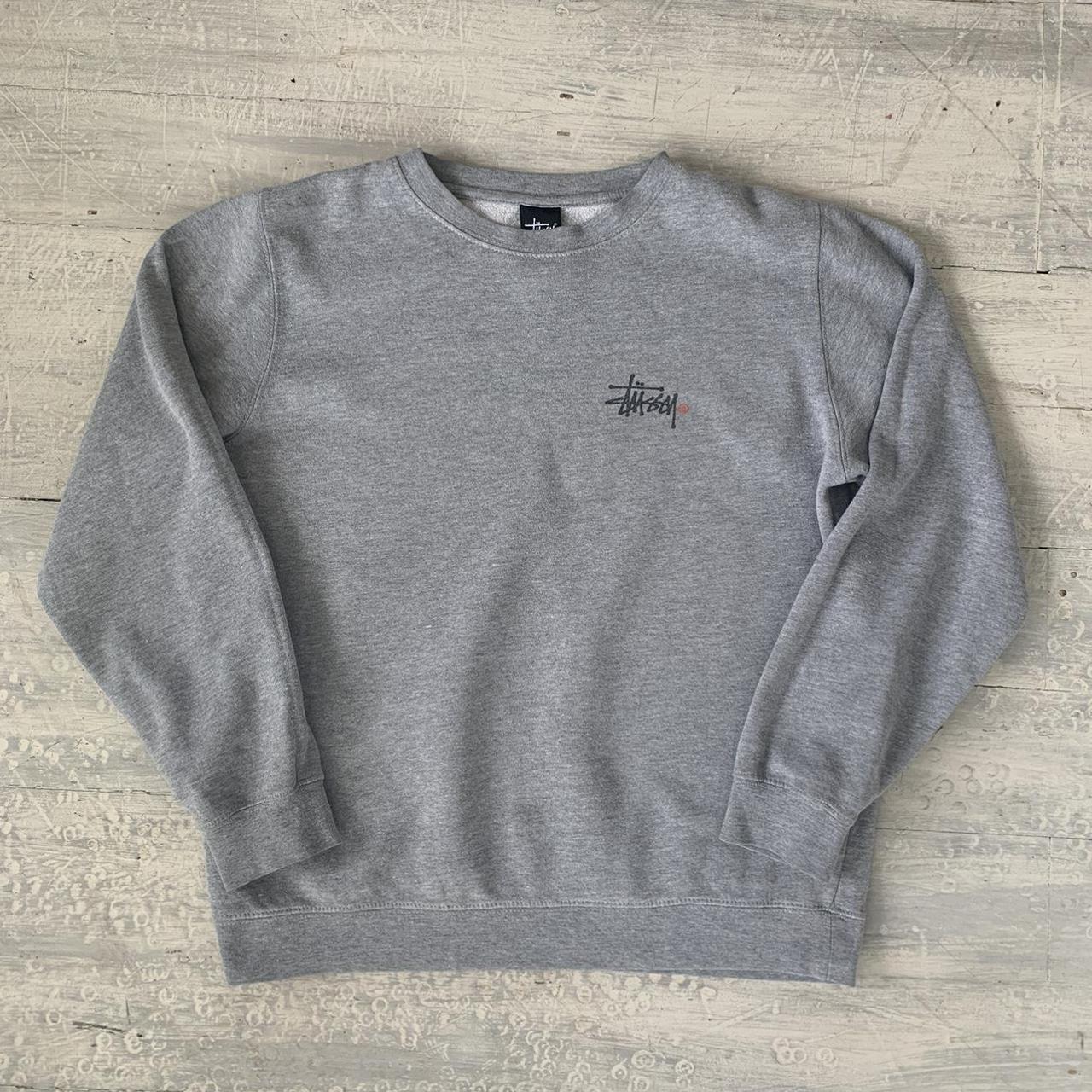 Grey Stüssy Sweatshirt with stüssy back print ... - Depop