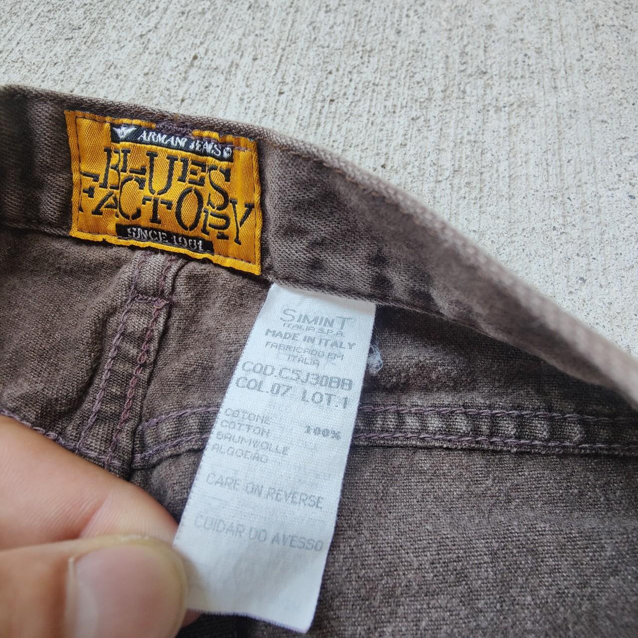 Vintage 90s 'Armani Jeans' blues factory faded brown | Depop