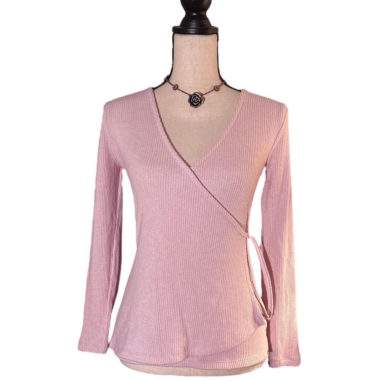 Super cute pink ballet-core wrap tie top. Super soft... - Depop