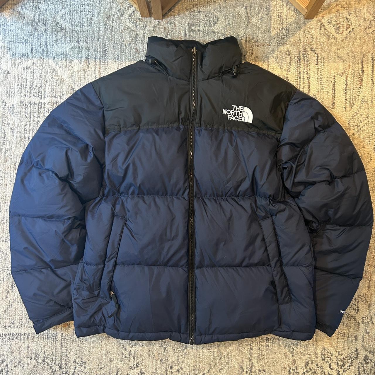 Navy North Face NUPTSE 700 Jacket Size:... - Depop