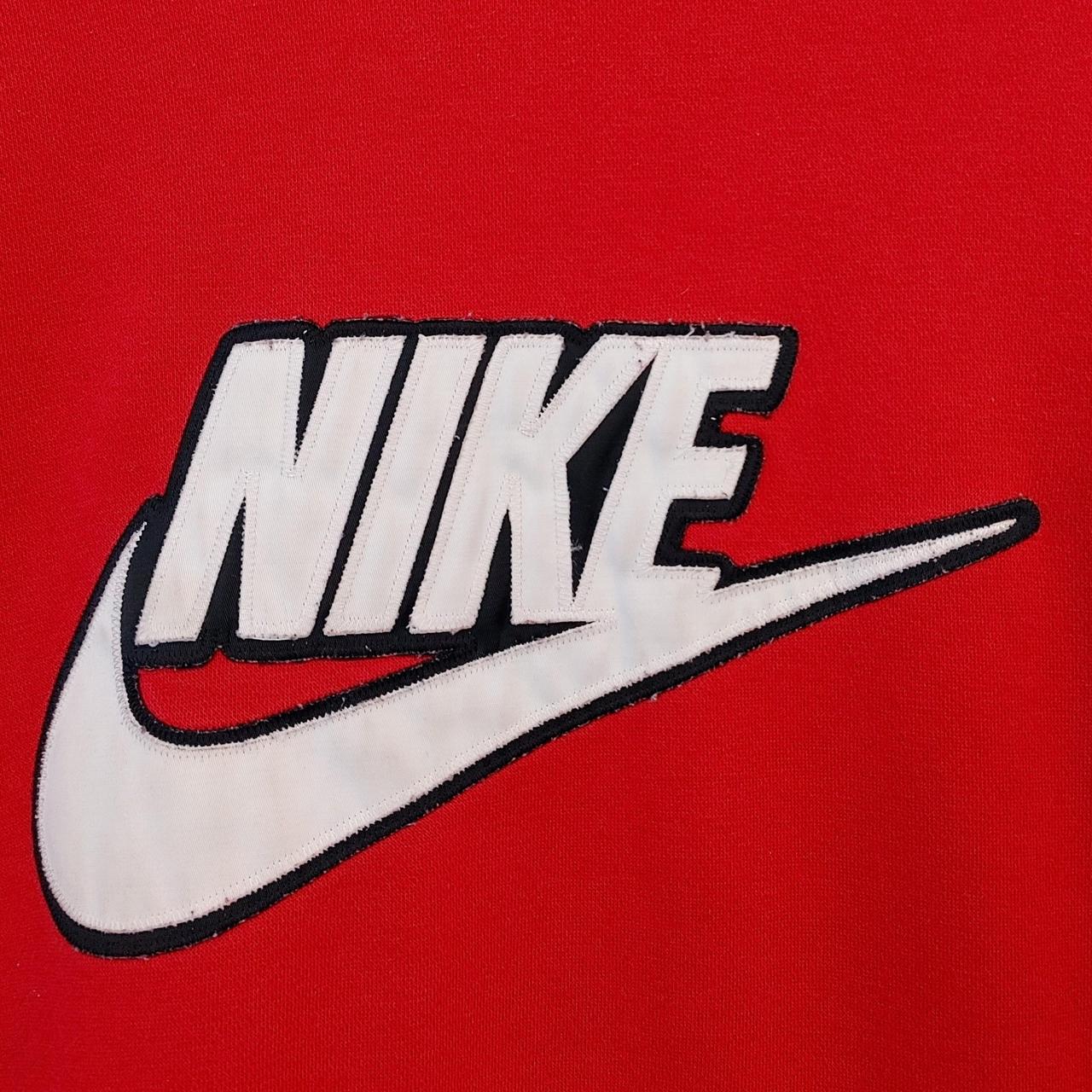 Vintage Y2K Silver Tag Red Nike Applique Hoodie Size... - Depop