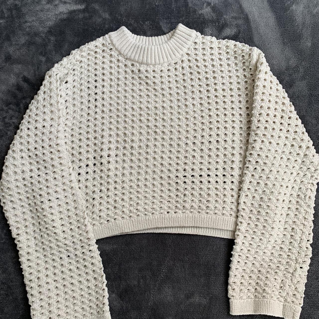 H&M cropped crochet sweater- Never worn- No stains,... - Depop