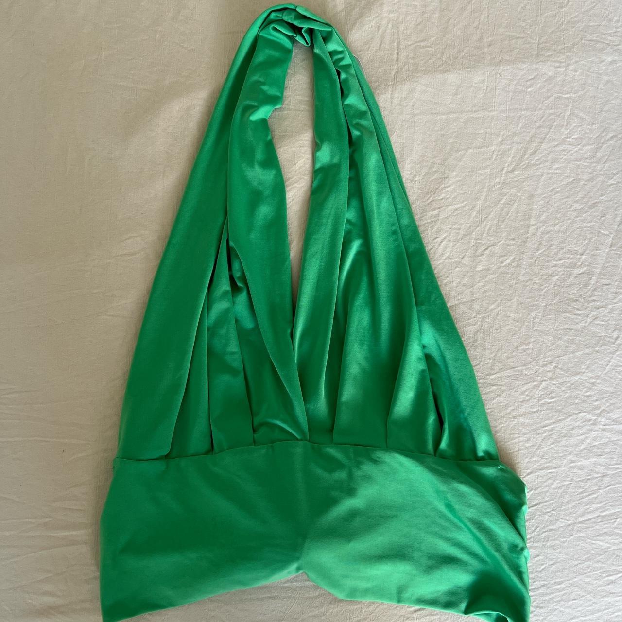 Green Halter Crop Top Tied Back Size Medium Depop