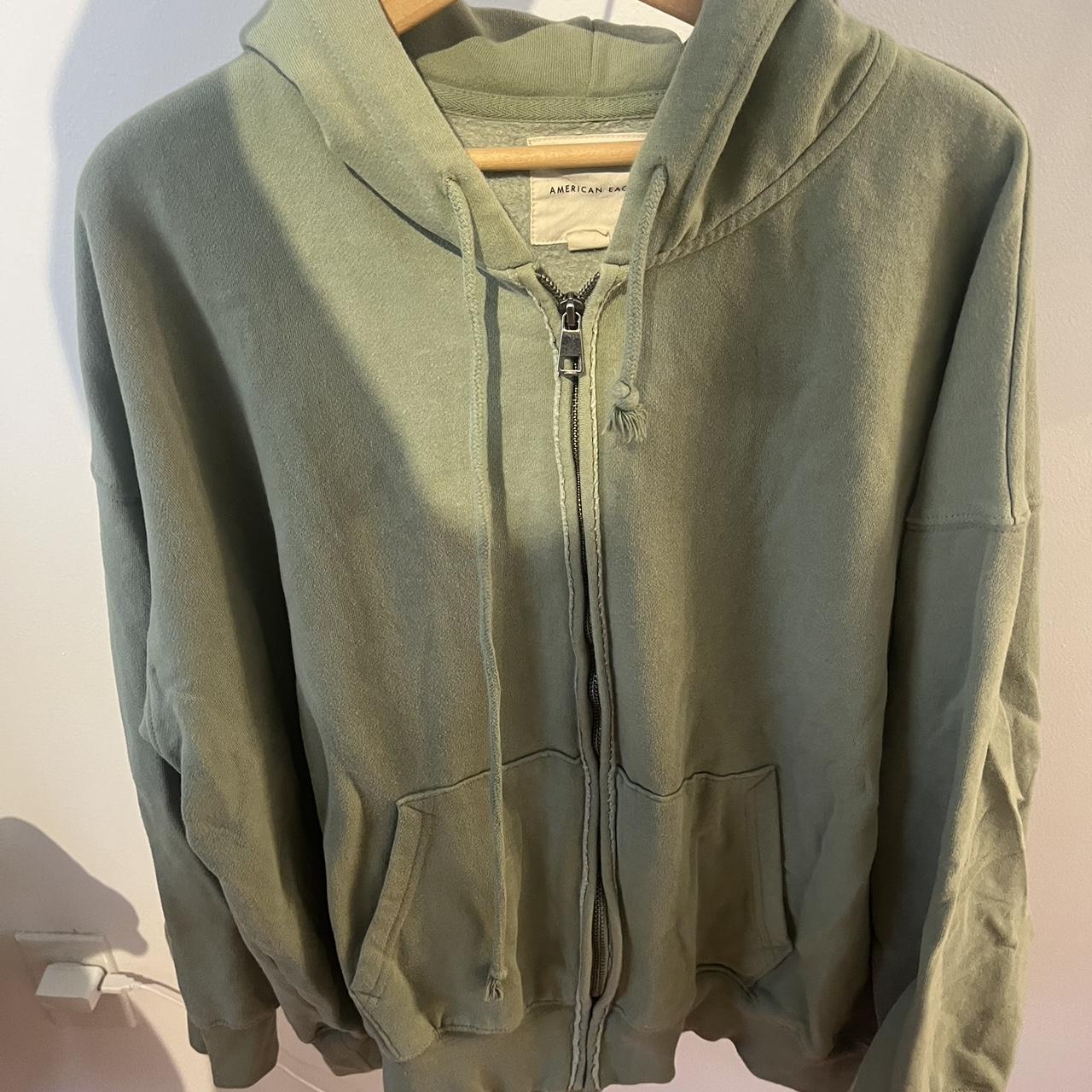 Green zip up hoodie - Depop