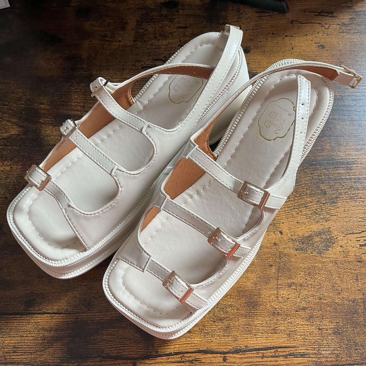 Women's White and Cream Sandals | Depop