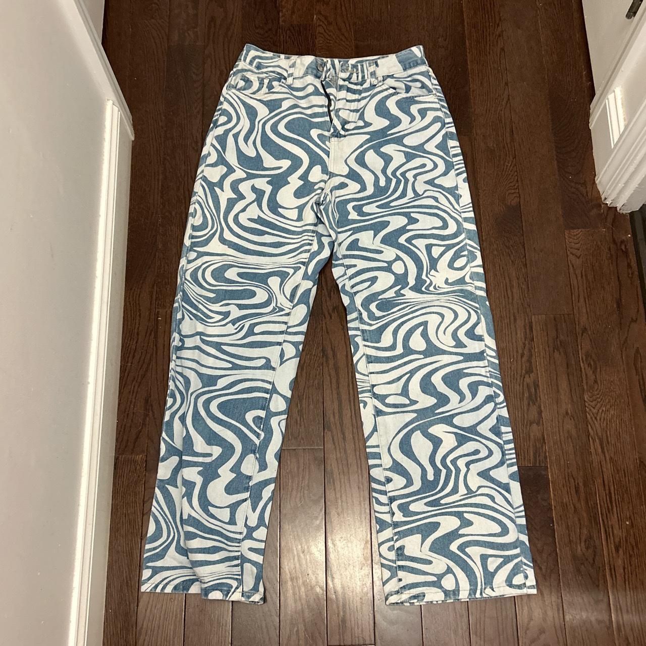 Cute swirly design pants - bought for a college... - Depop