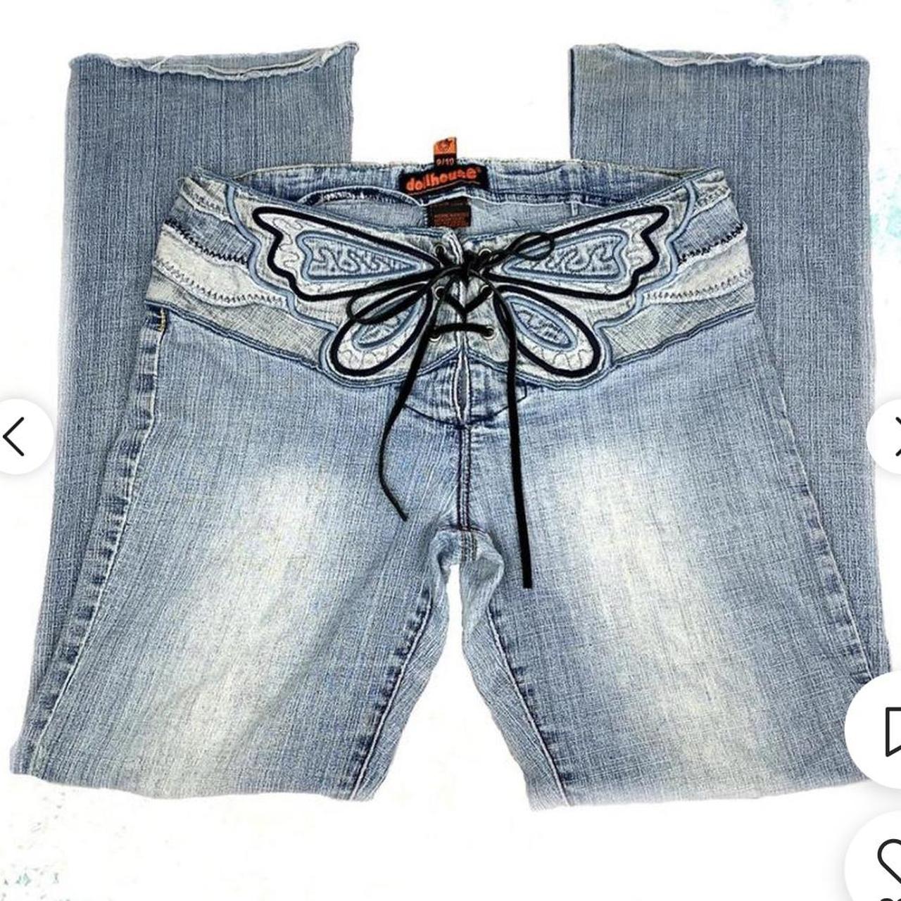 ISO!!!! ISO BUTTERFLY DOLLHOUSE LOW RISE JEANS!!!... Depop