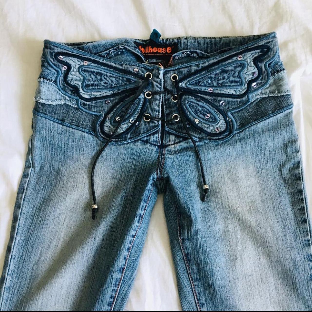 ISO!!!! ISO BUTTERFLY DOLLHOUSE LOW RISE JEANS!!!... Depop