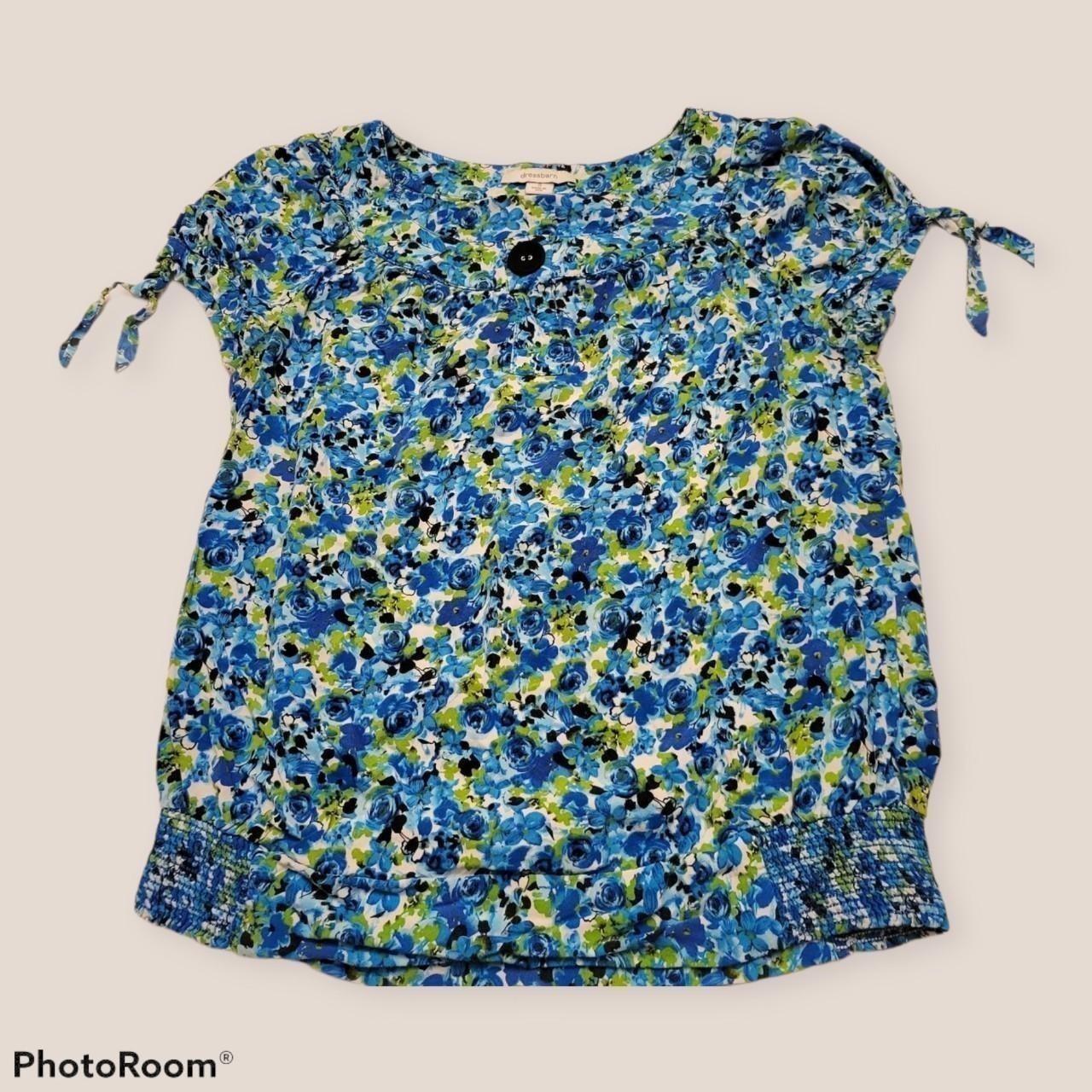 Preppy Blue Floral Blouse Size S From Dressbarn Depop