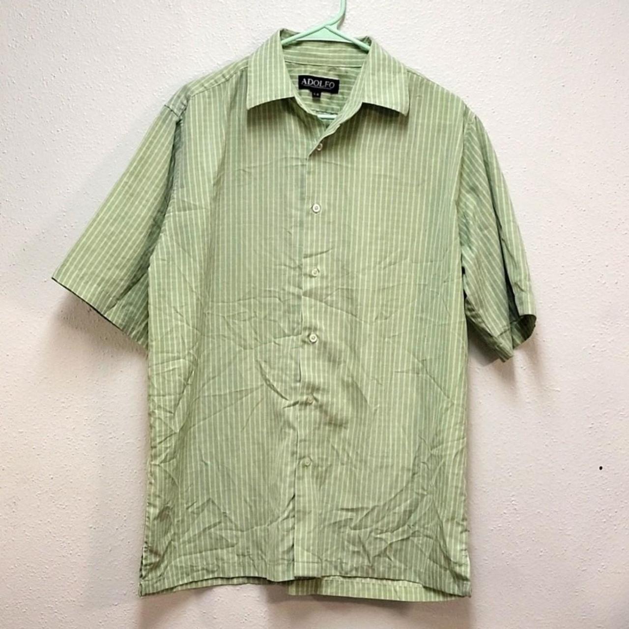 Vintage Light Green Checkered Plaid Casual Button - Depop