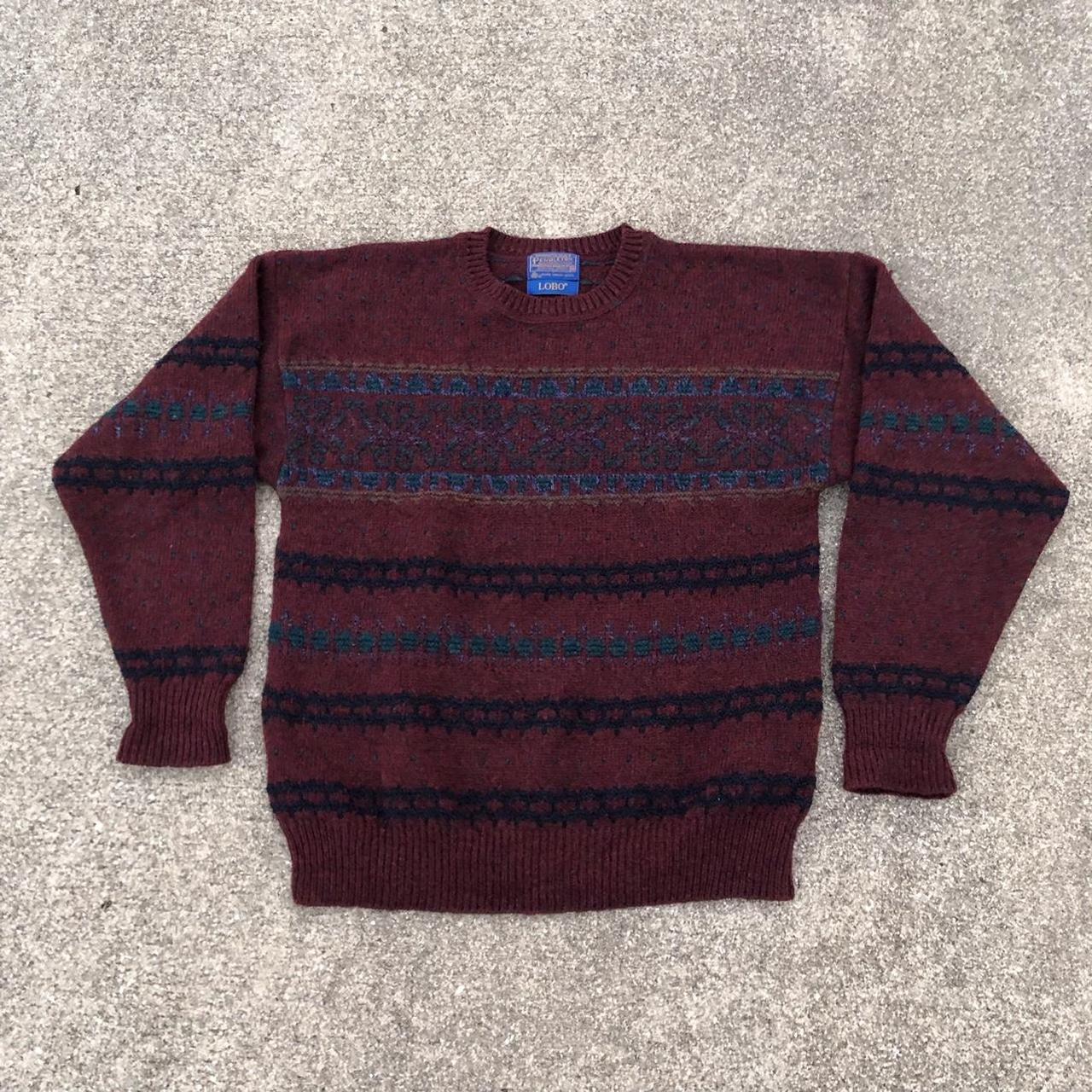 Pendleton Men's Burgundy Jumper | Depop