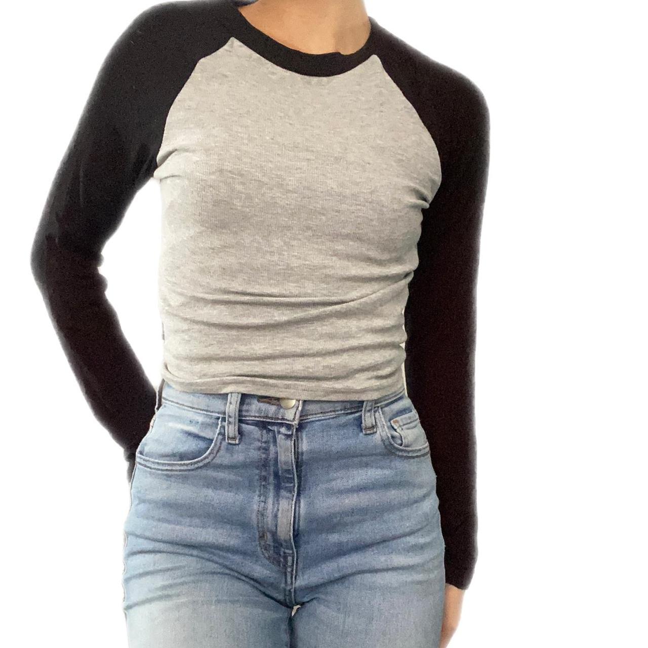 Cute grey and black baseball tee ) SO soft and... Depop