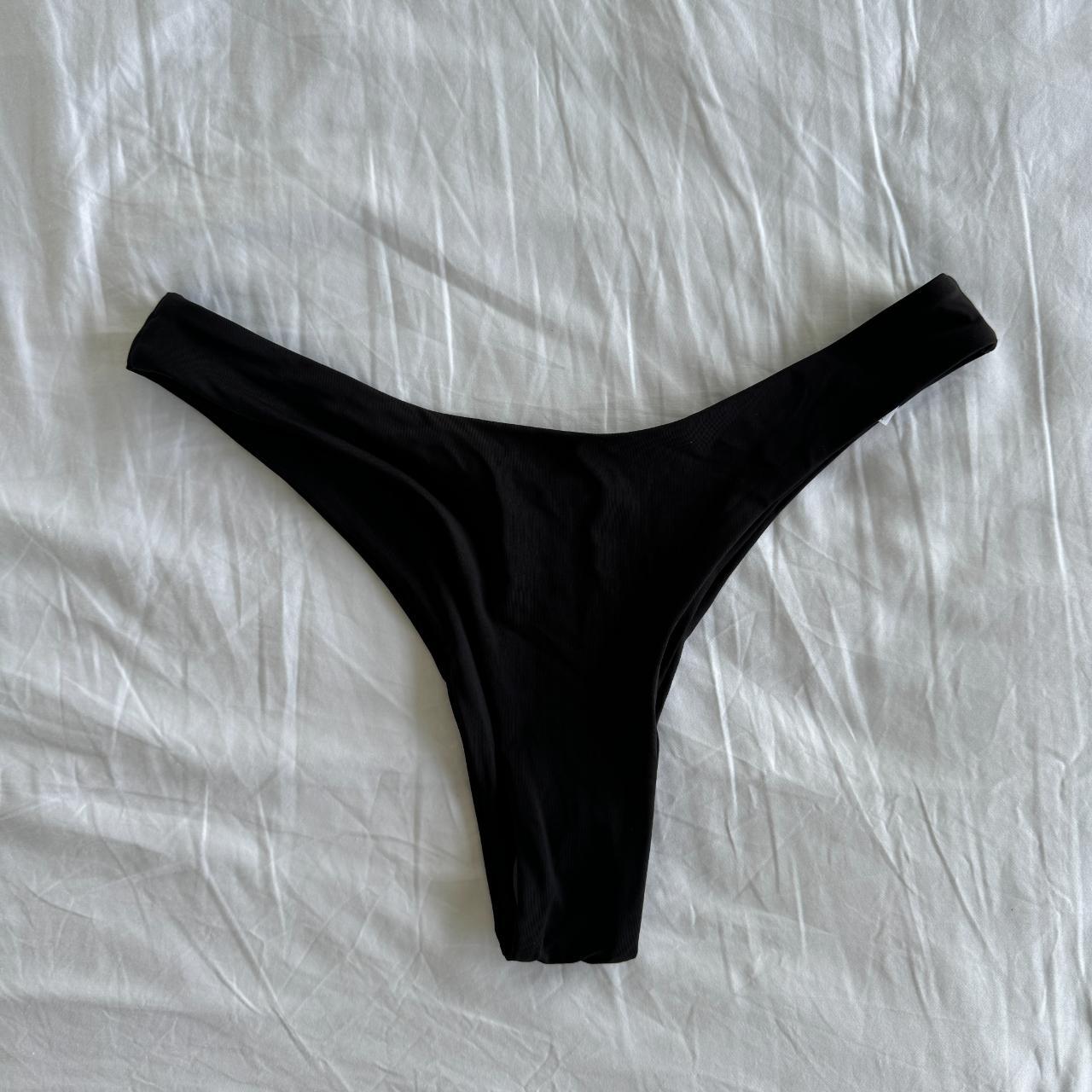 subtitled black bikini bottom Cheeky Cut Bikini... - Depop