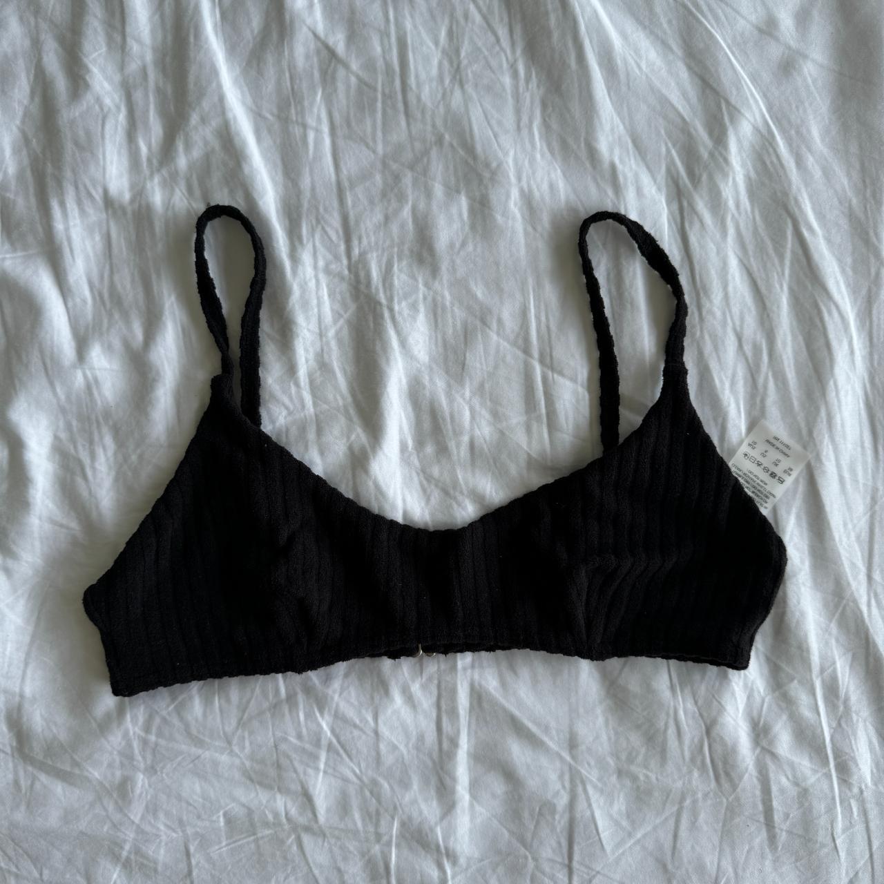 swell ribbed black bra bikini top in towelling... Depop