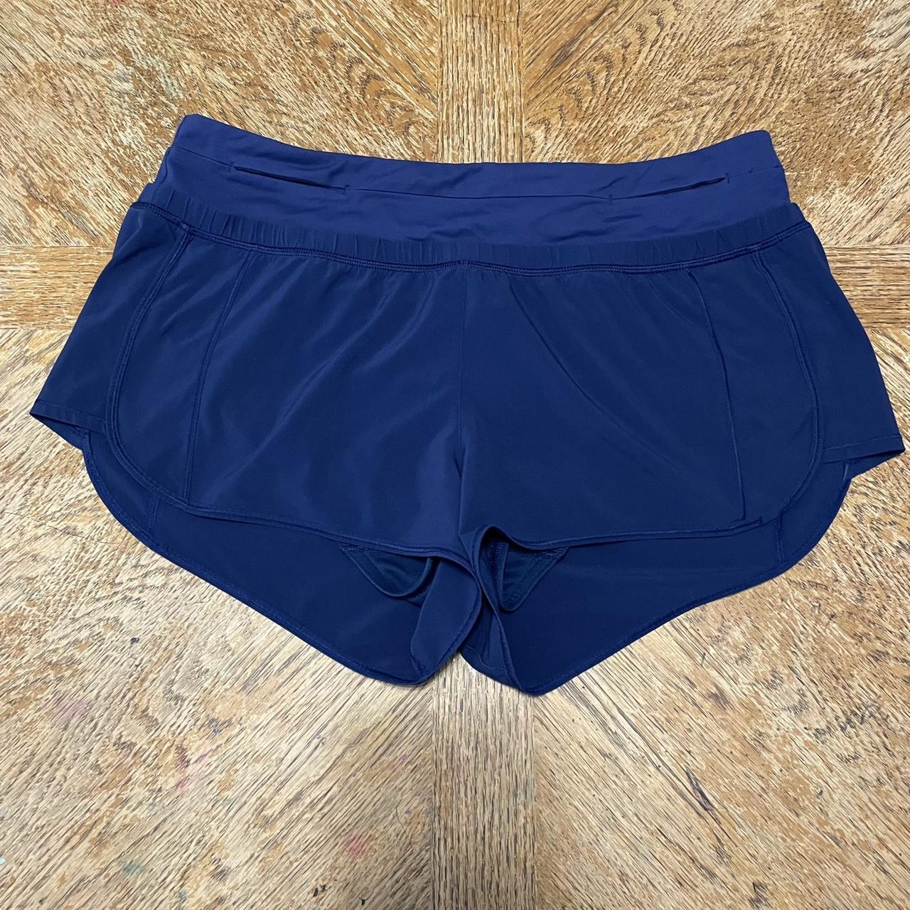 Lululemon Men's Logo Lined Blue Shorts Size Large. - Depop