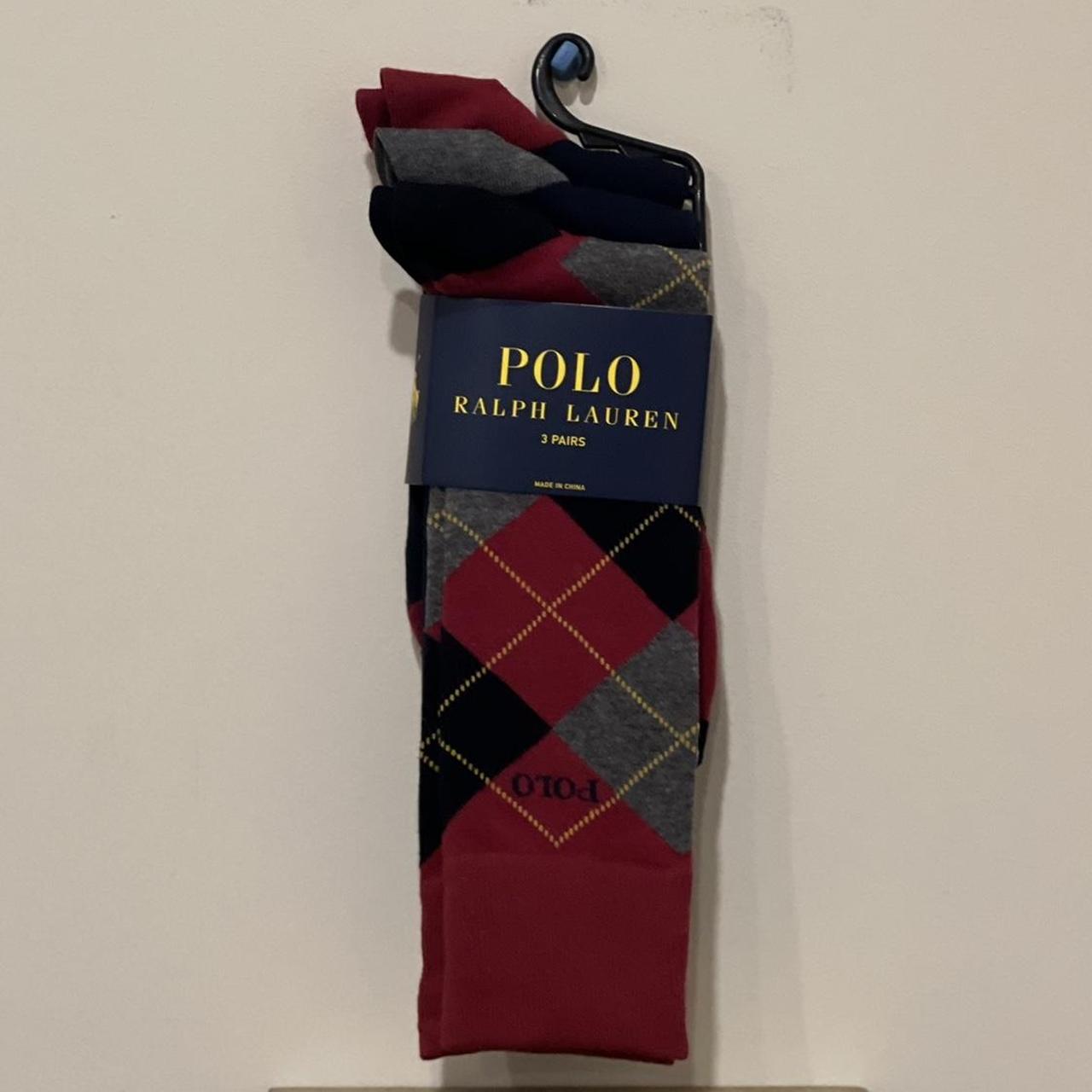 Polo Ralph Lauren Men's Navy and Red Socks | Depop