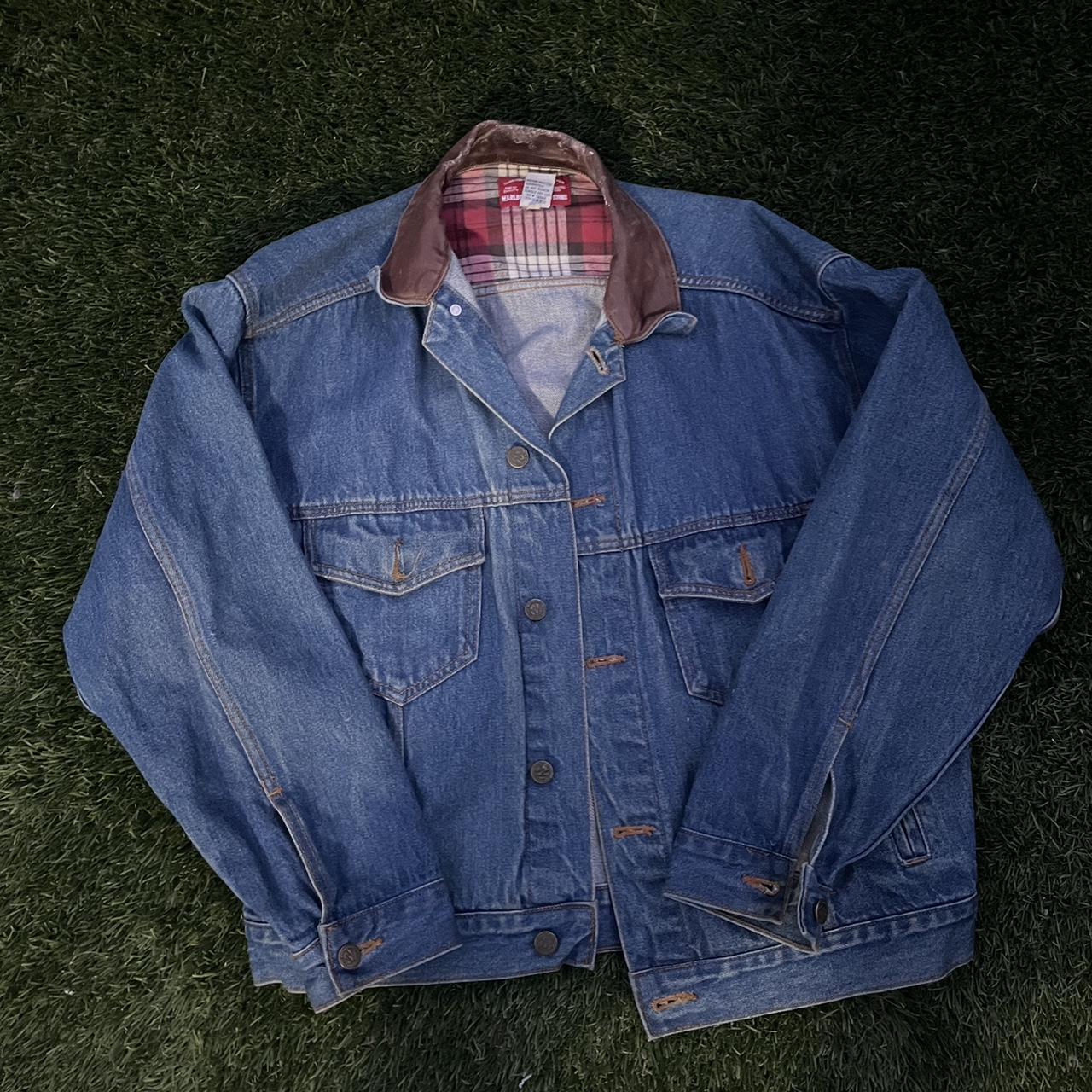 Marlboro Men's Blue and Brown Jacket | Depop