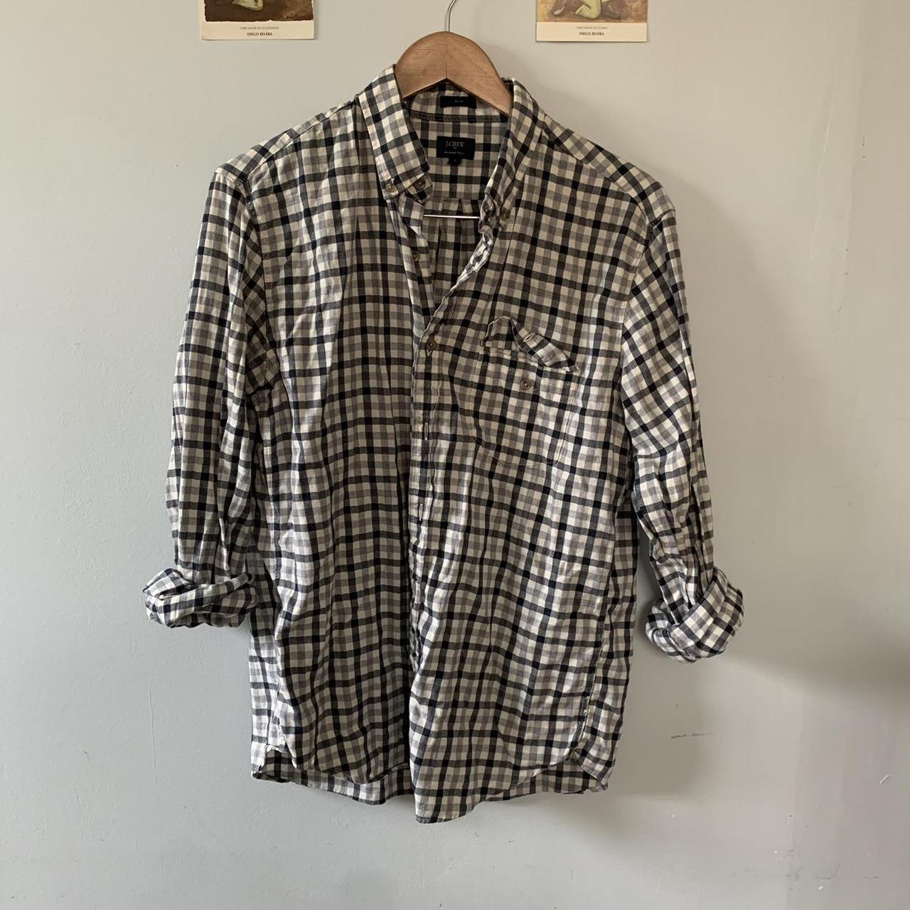 J.Crew Women's White and Grey Shirt | Depop