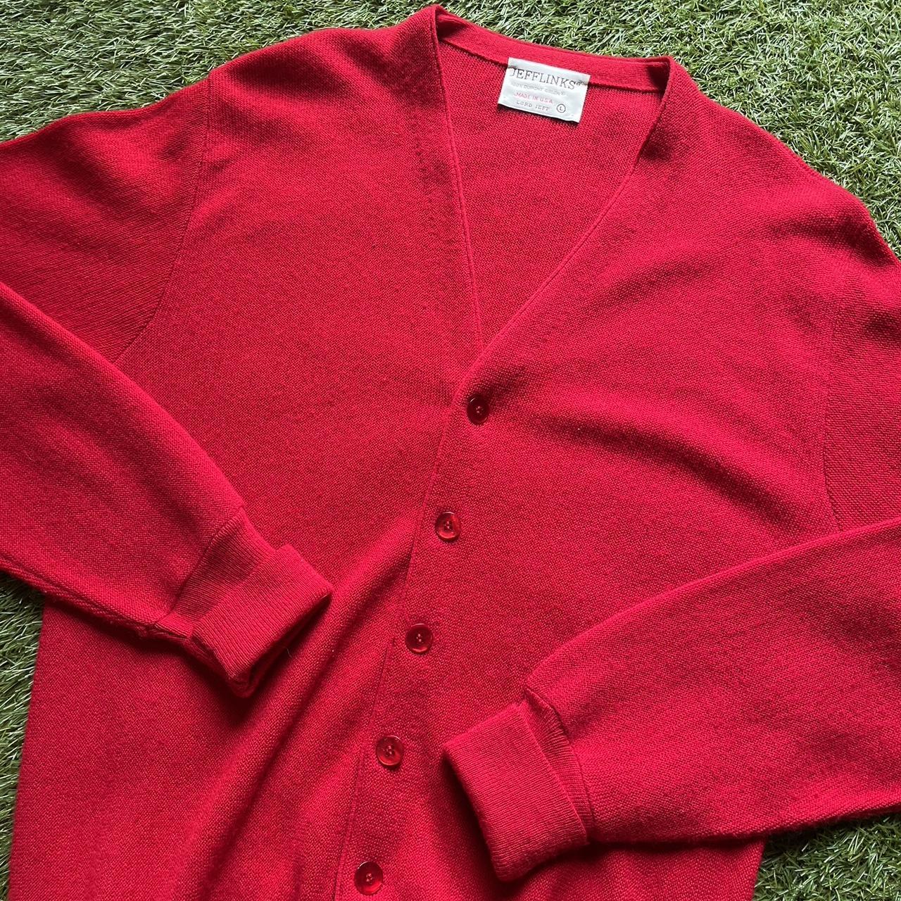 ❕Vintage Red Jefflinks Cardigan ❕ ~ Size: Large 26”... - Depop