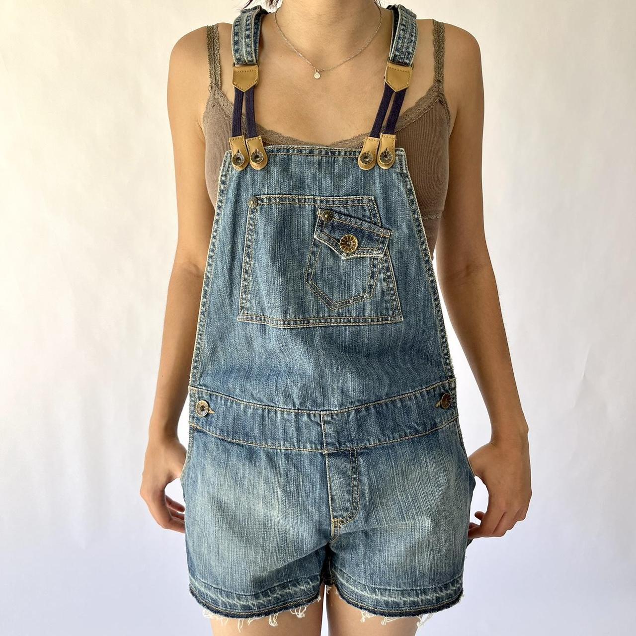 y2k cottage farmer granola fairy denim over all... - Depop