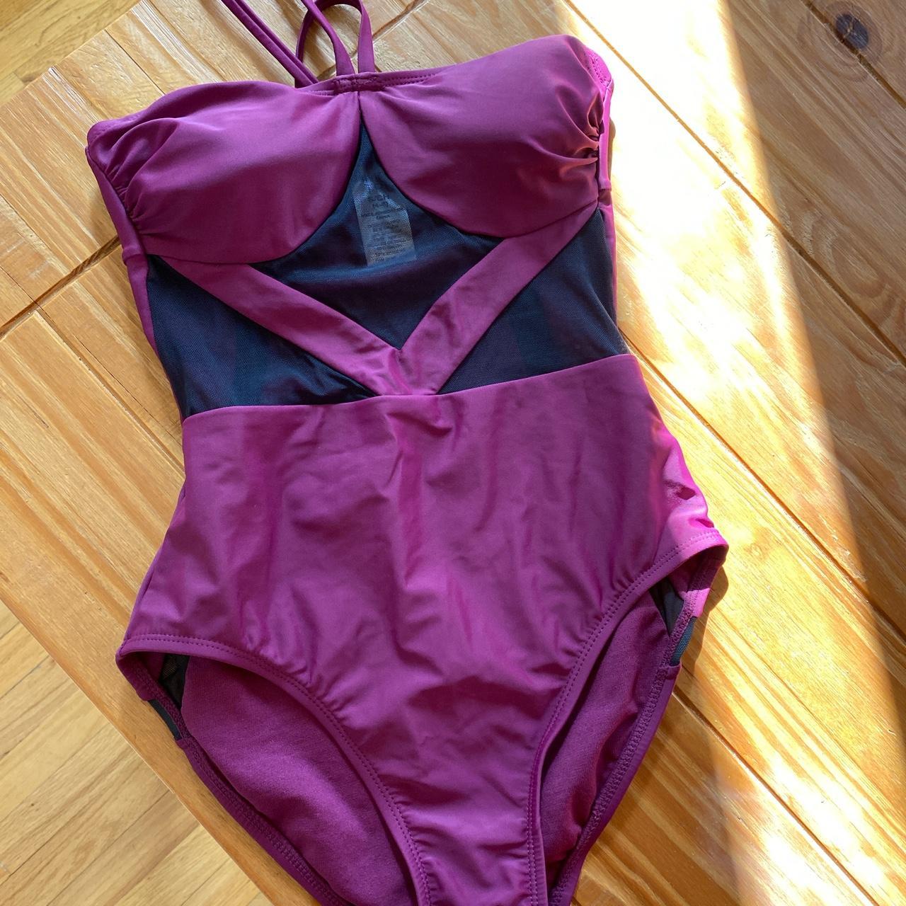 Cute retro one piece swimsuit with mesh insets. Good... Depop