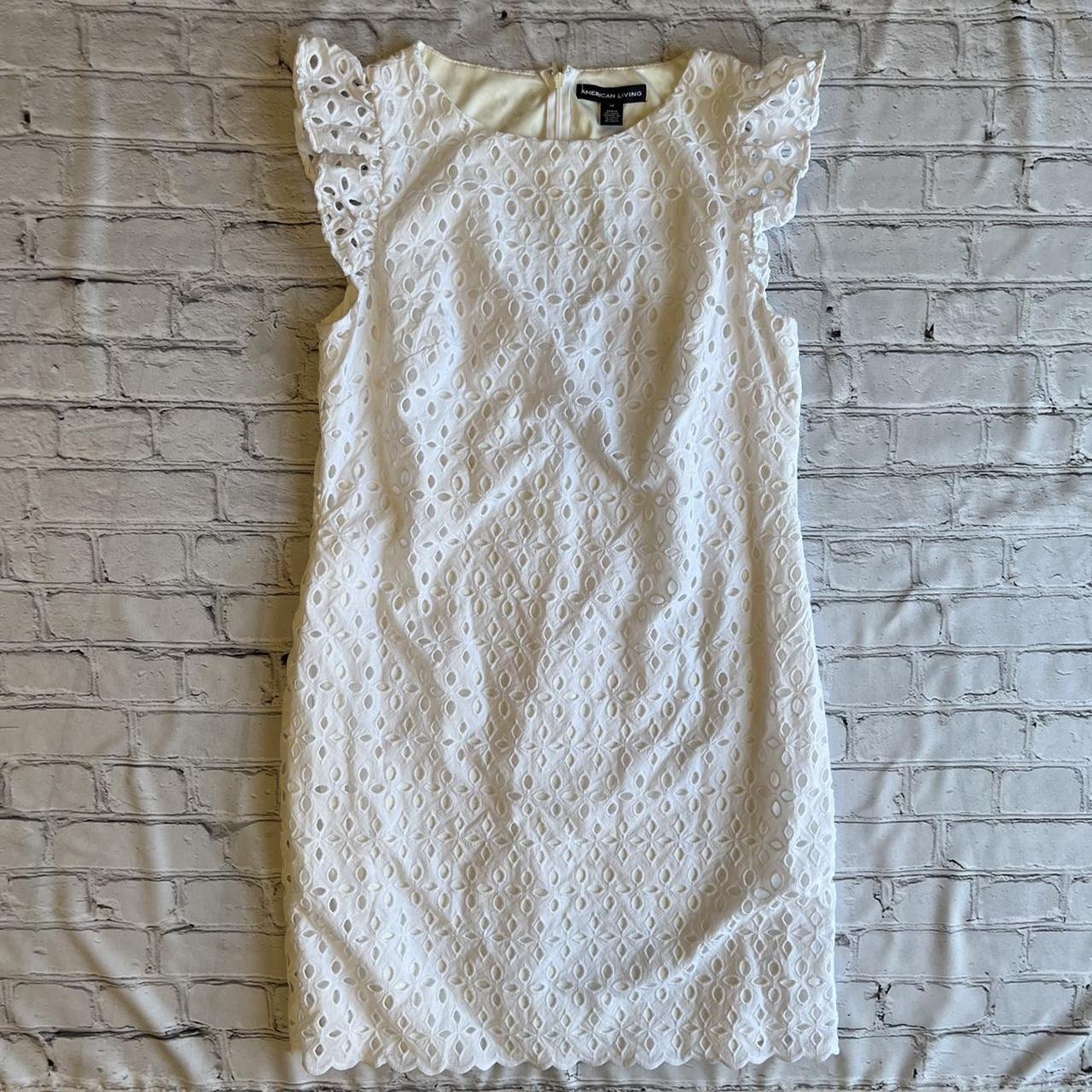 American Living Dress 14 White Eyelet EXCELLENT