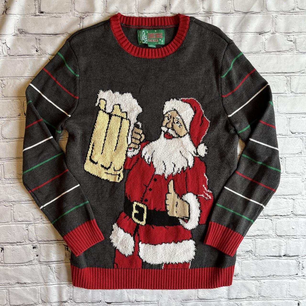 Ugly Christmas Sweater Knit Santa Beer Party Holiday... - Depop