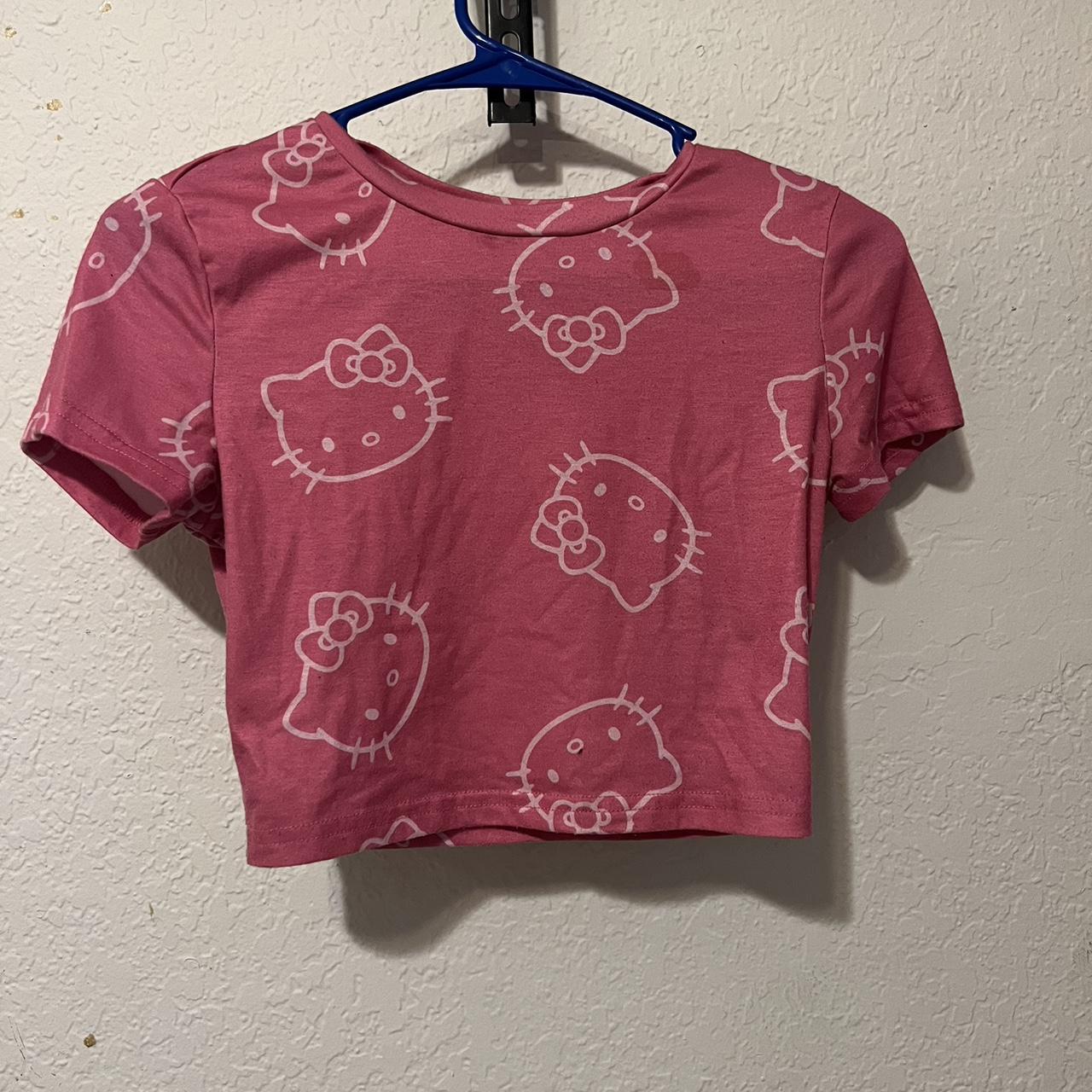 hello kitty crop top! lightly worn crop top runs... - Depop