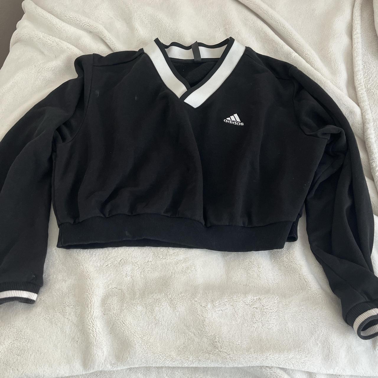 Adidas black and white cropped sweater is size. Depop