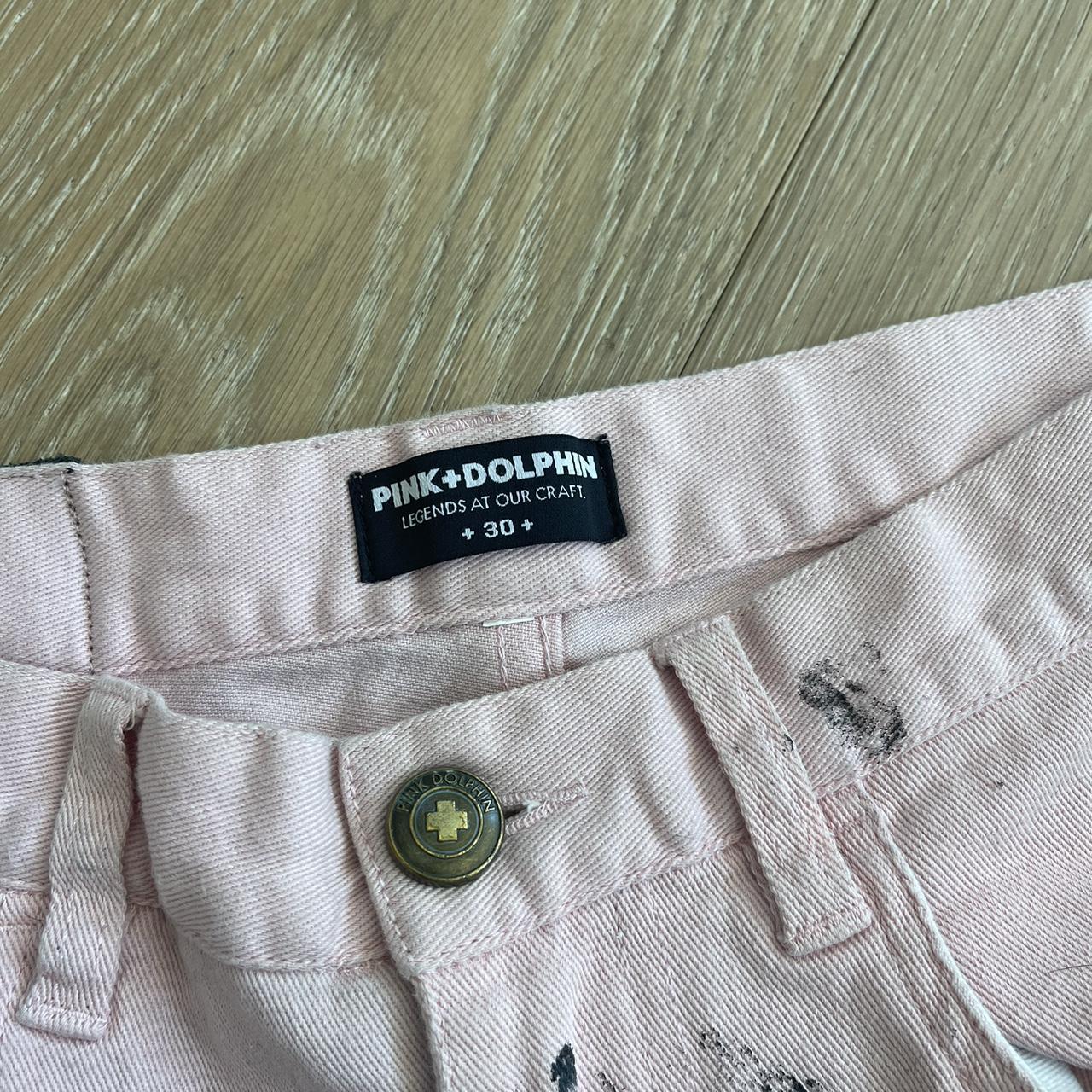 PINK + DOLPHIN CUSTOM PAINTED JEANS -no... - Depop