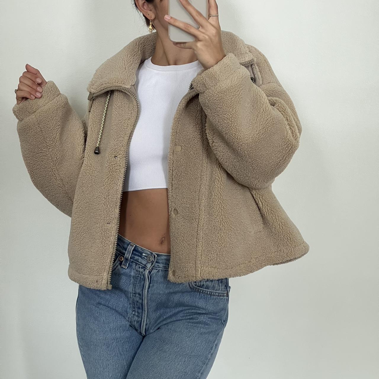 Zara Women's Tan and Cream Jacket Depop