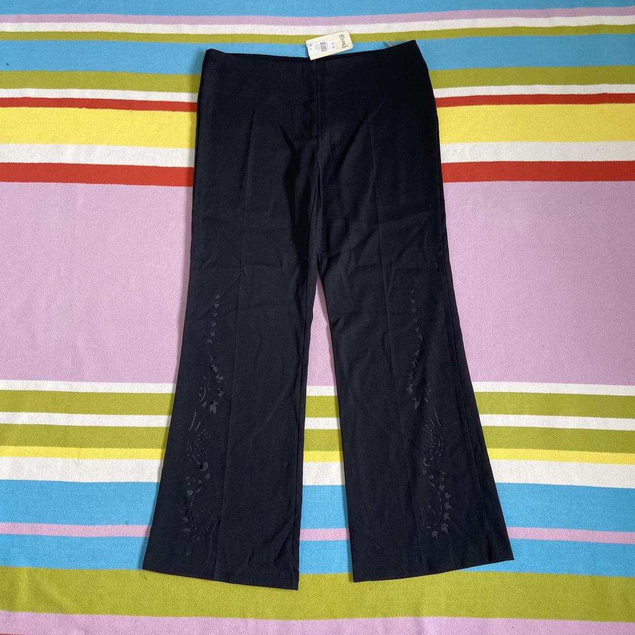 New Primark Y2K Flared Black Bootcut Trousers 18 Vtg... - Depop