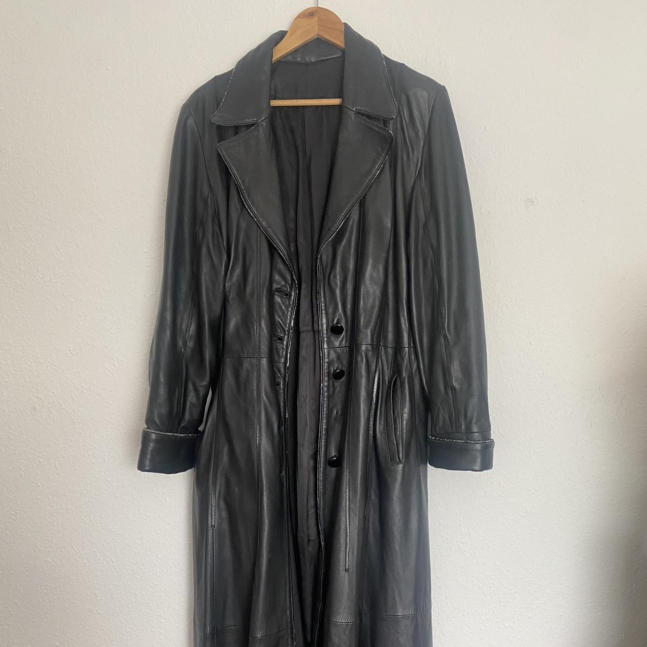 Vintage leather trench coat. Matrix style but quite... - Depop