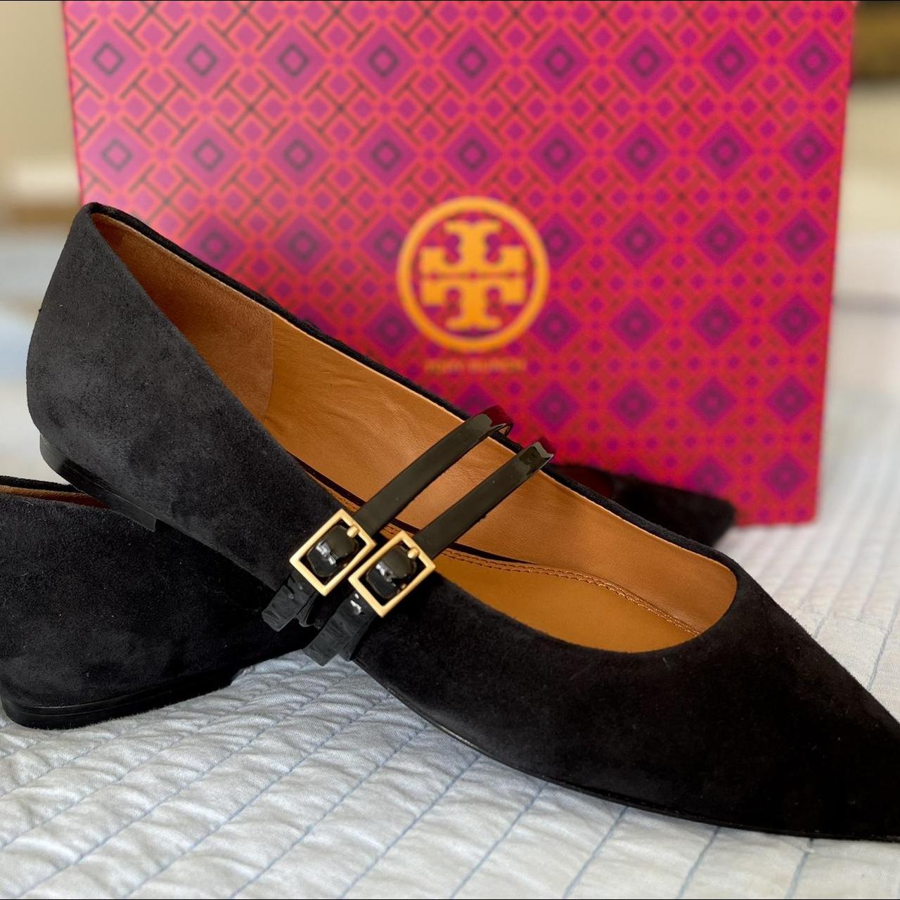 Tory Burch black leather Mary-Jane ballet flats Size... - Depop