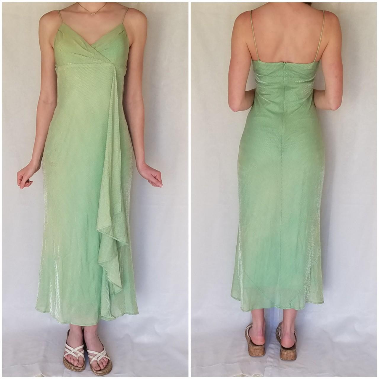 Y2K Tinker Bell Prom Dress Green with subtle silver... - Depop