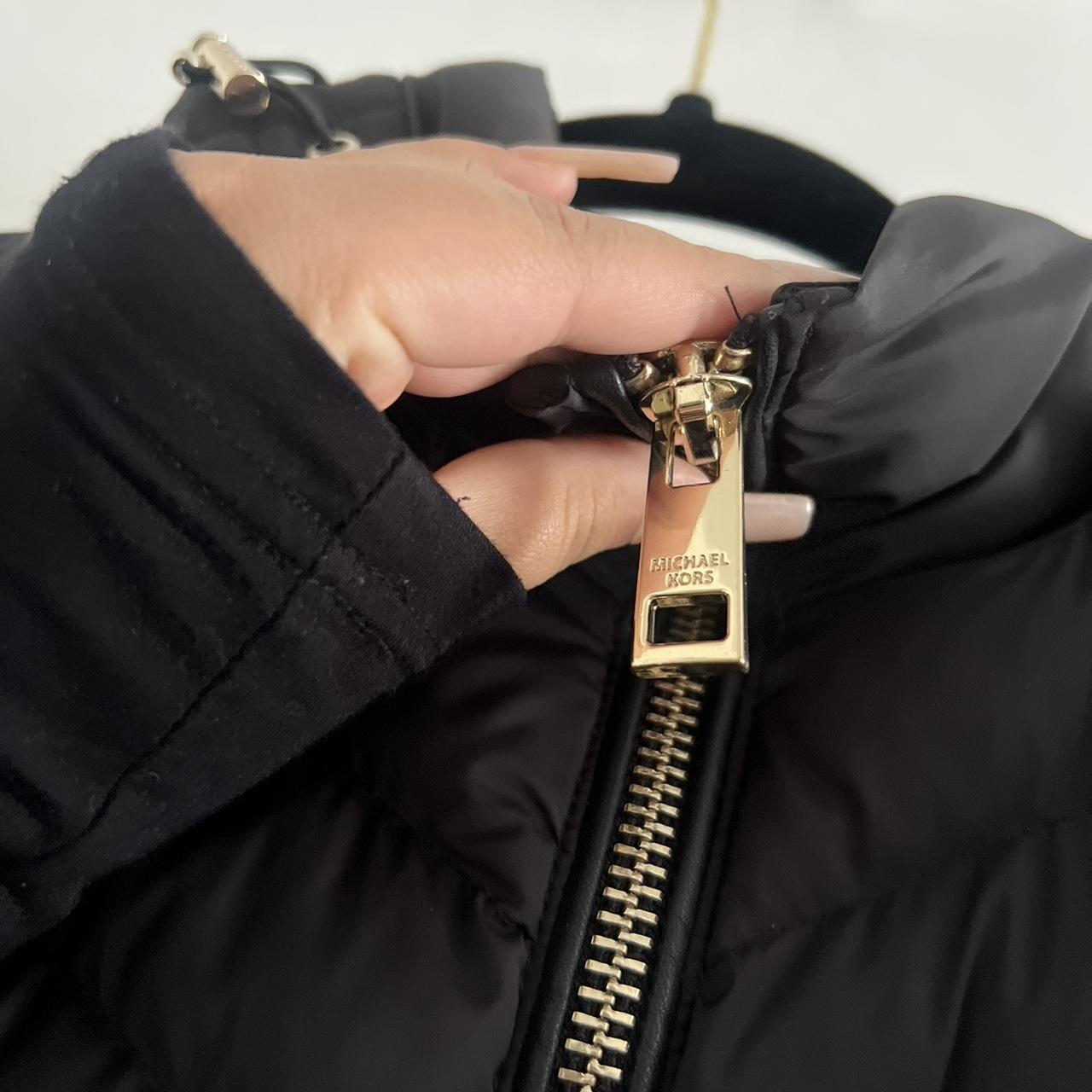 Michael kors black on sale jacket with gold zipper