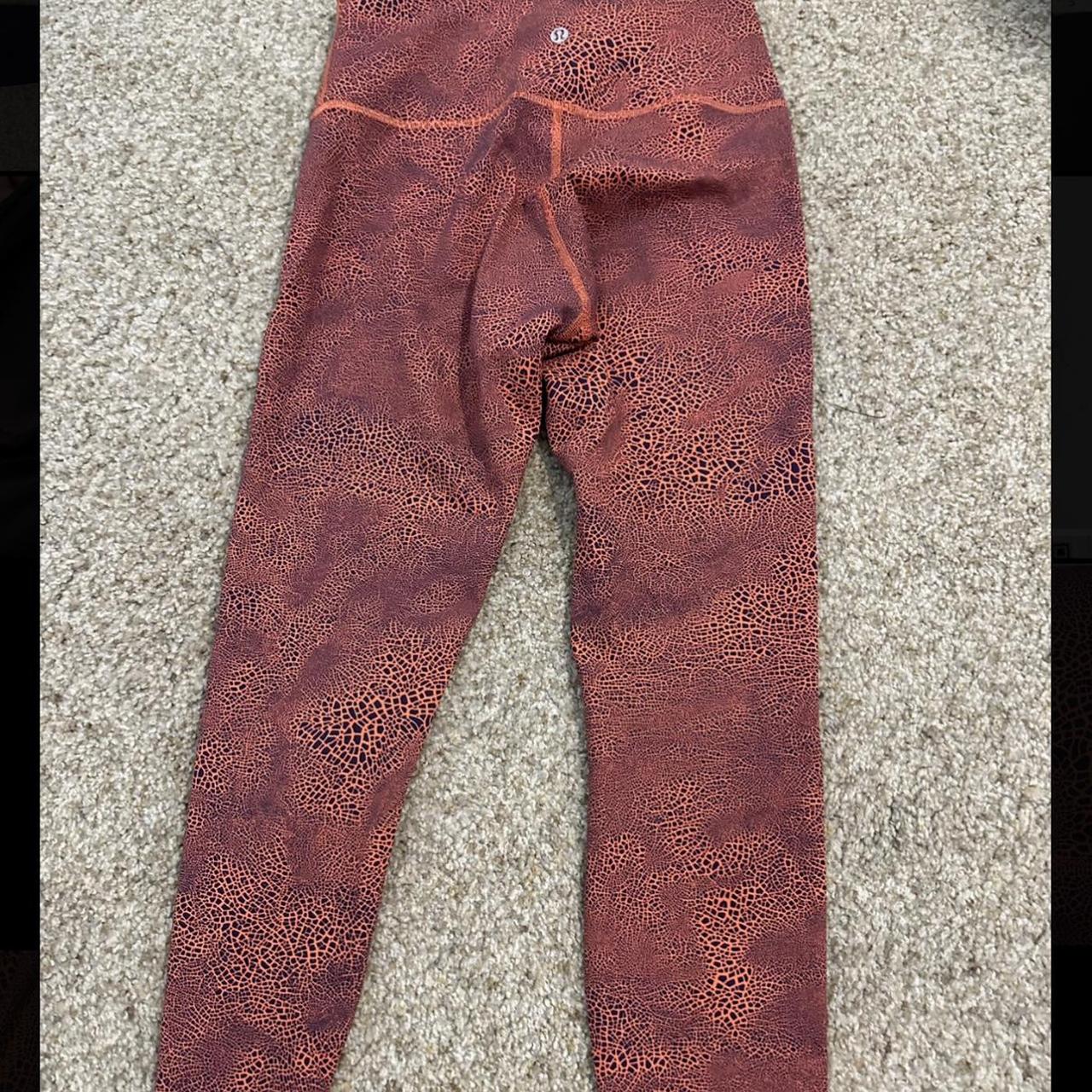 lululemon red crop legging with pocket and mesh - Depop