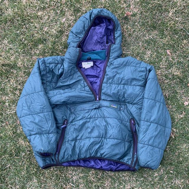 Extremely Rare 90s LL bean green puffer anorak... - Depop