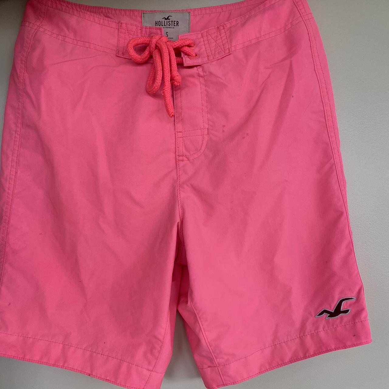 Hollister Neon Pink Swim trunks - Depop