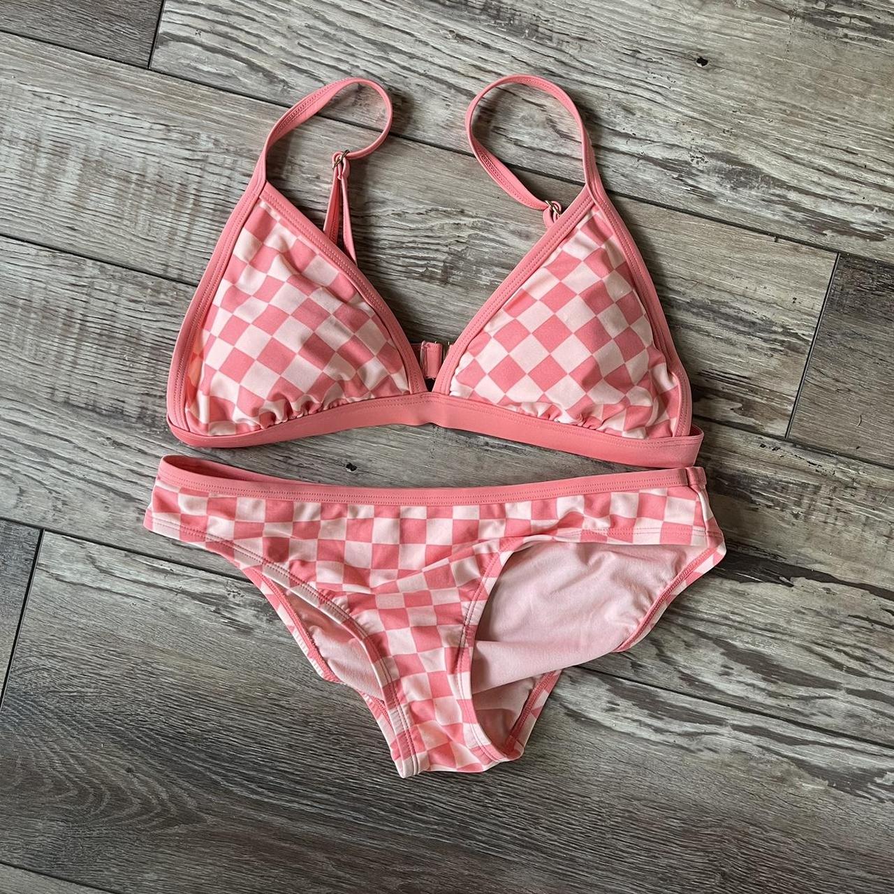 Pink checkered Kona Sol bikini Like new I ve. Depop