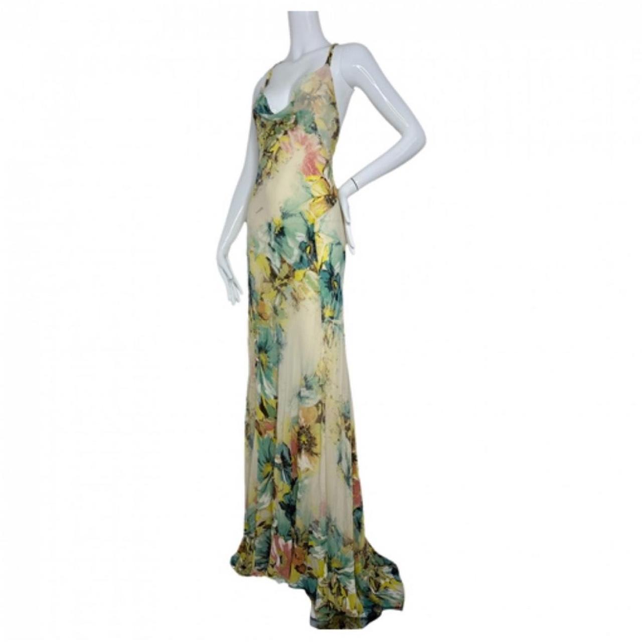 Roberto Cavalli 2003 silk floral maxi dress... - Depop