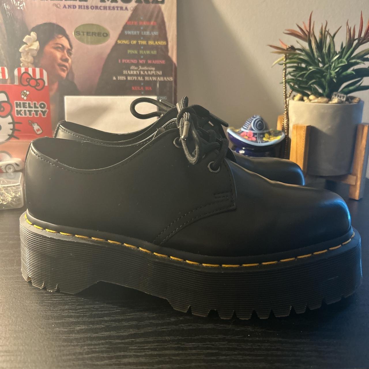 Dr. Martens Women's Black and Yellow Loafers | Depop