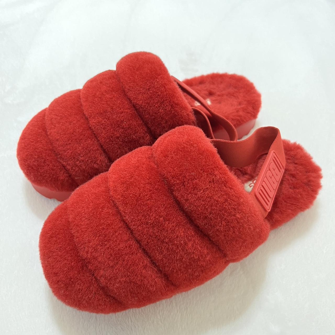 Red ugg discount slippers size 8