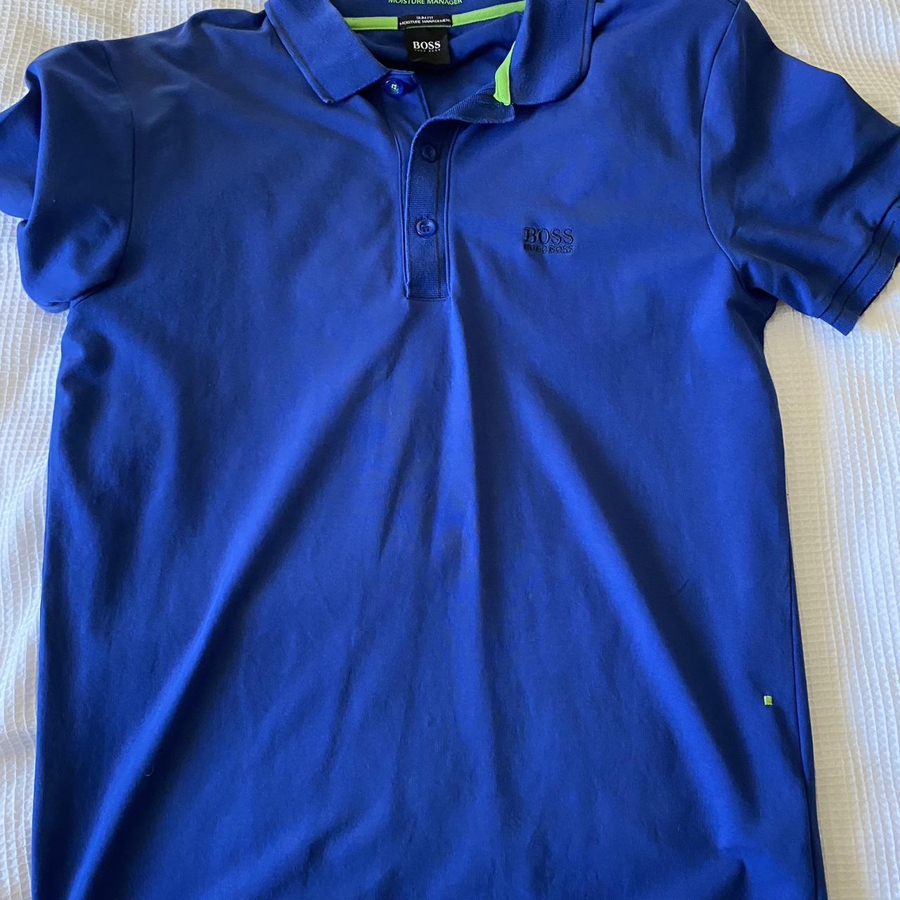 Royal blue and a bit of green Hugo boss polo. Can be... - Depop