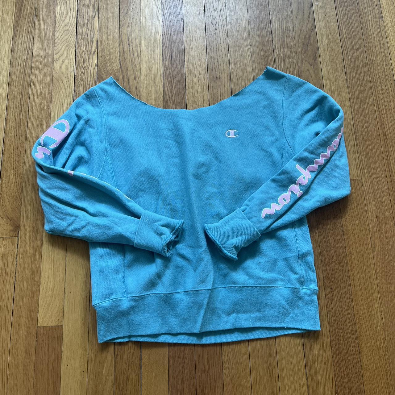 Blue and pink champion sweatshirt hotsell