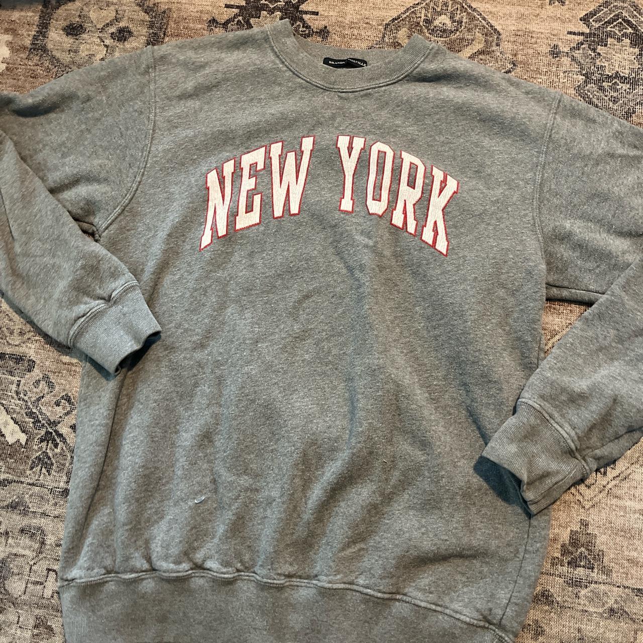 “brandy melville” grey new york crew neck sweatshirt... Depop