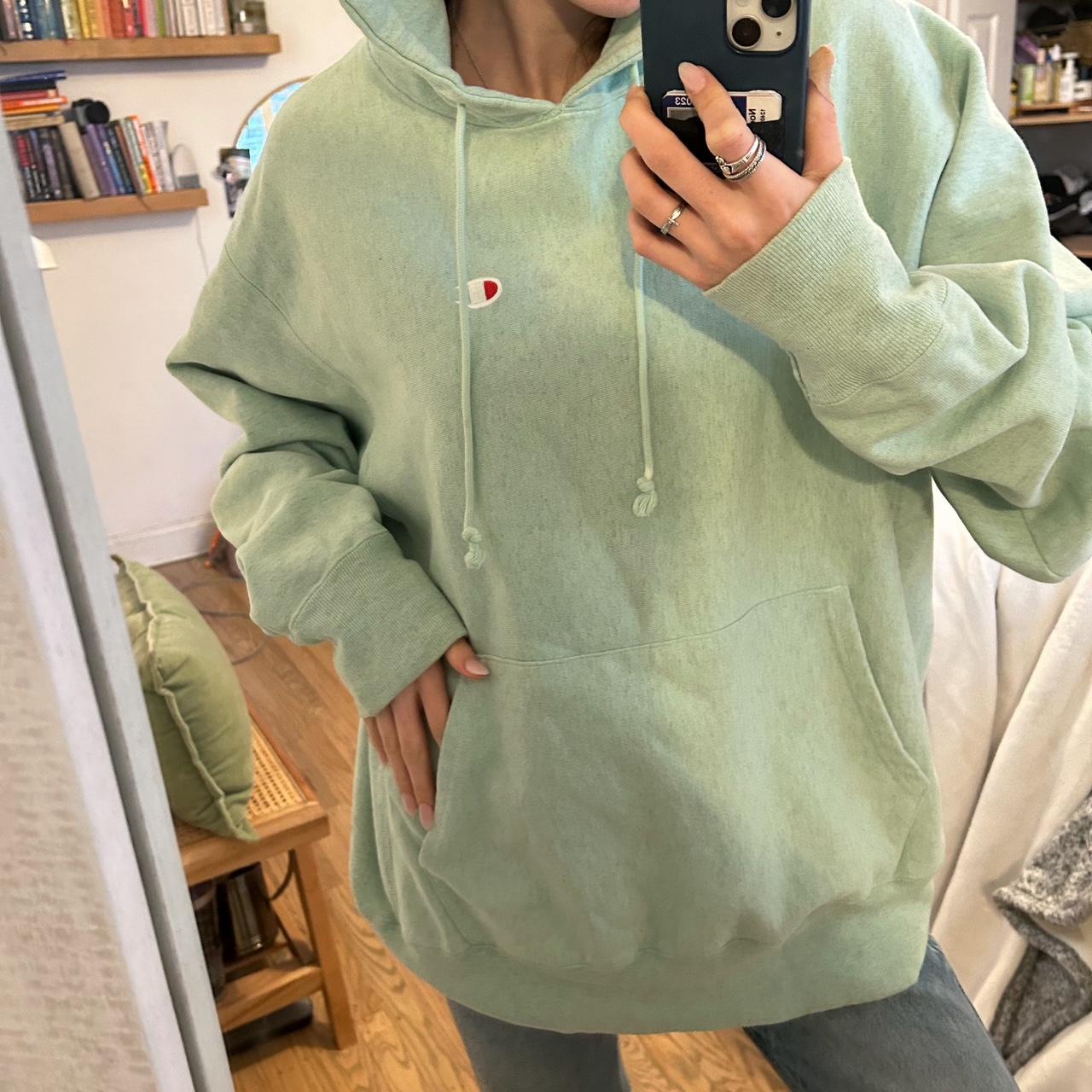 Sage green champion hoodie from Urban Outfitters - | Depop