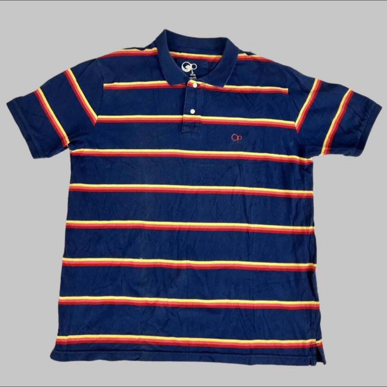 Vintage OP Ocean Pacific Rainbow Striped Polo Shirt