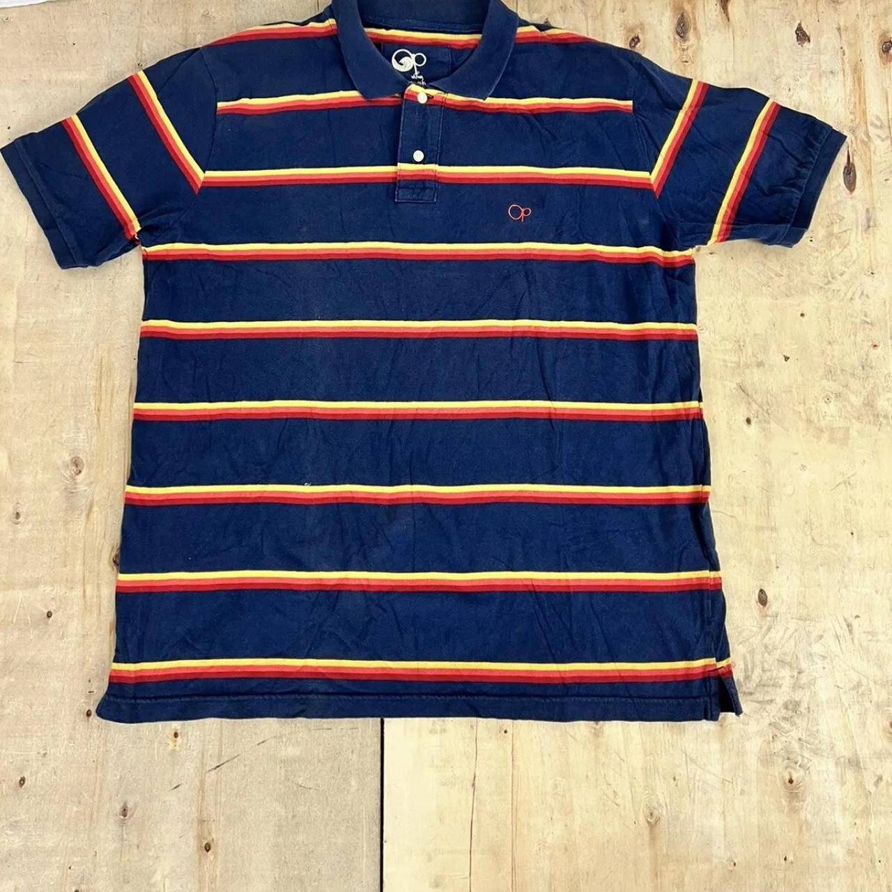 Vintage OP Ocean Pacific Rainbow Striped Polo Shirt  - Depop